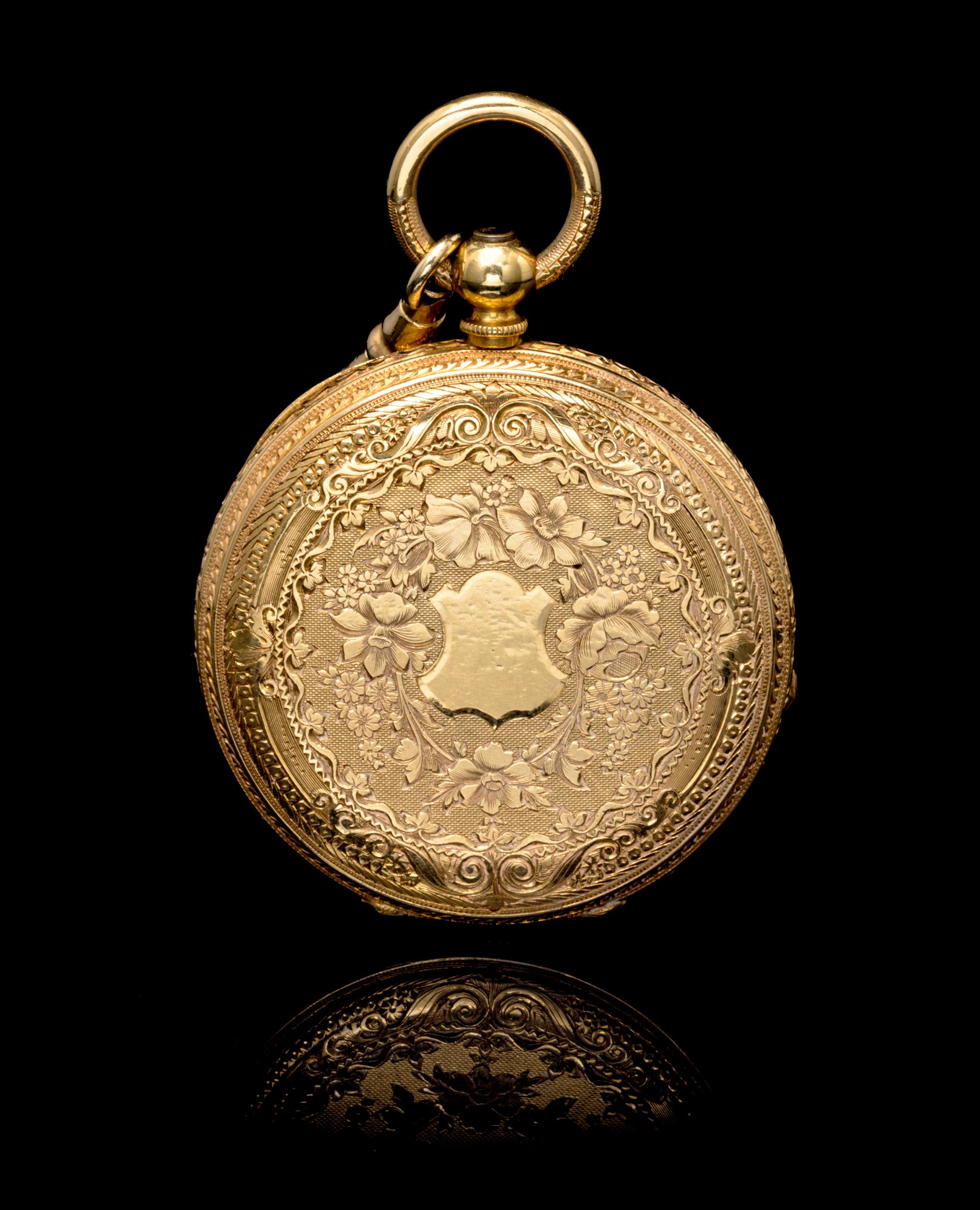 An 18 Karat Yellow Gold Key Wound Open Face Pocket Watch,