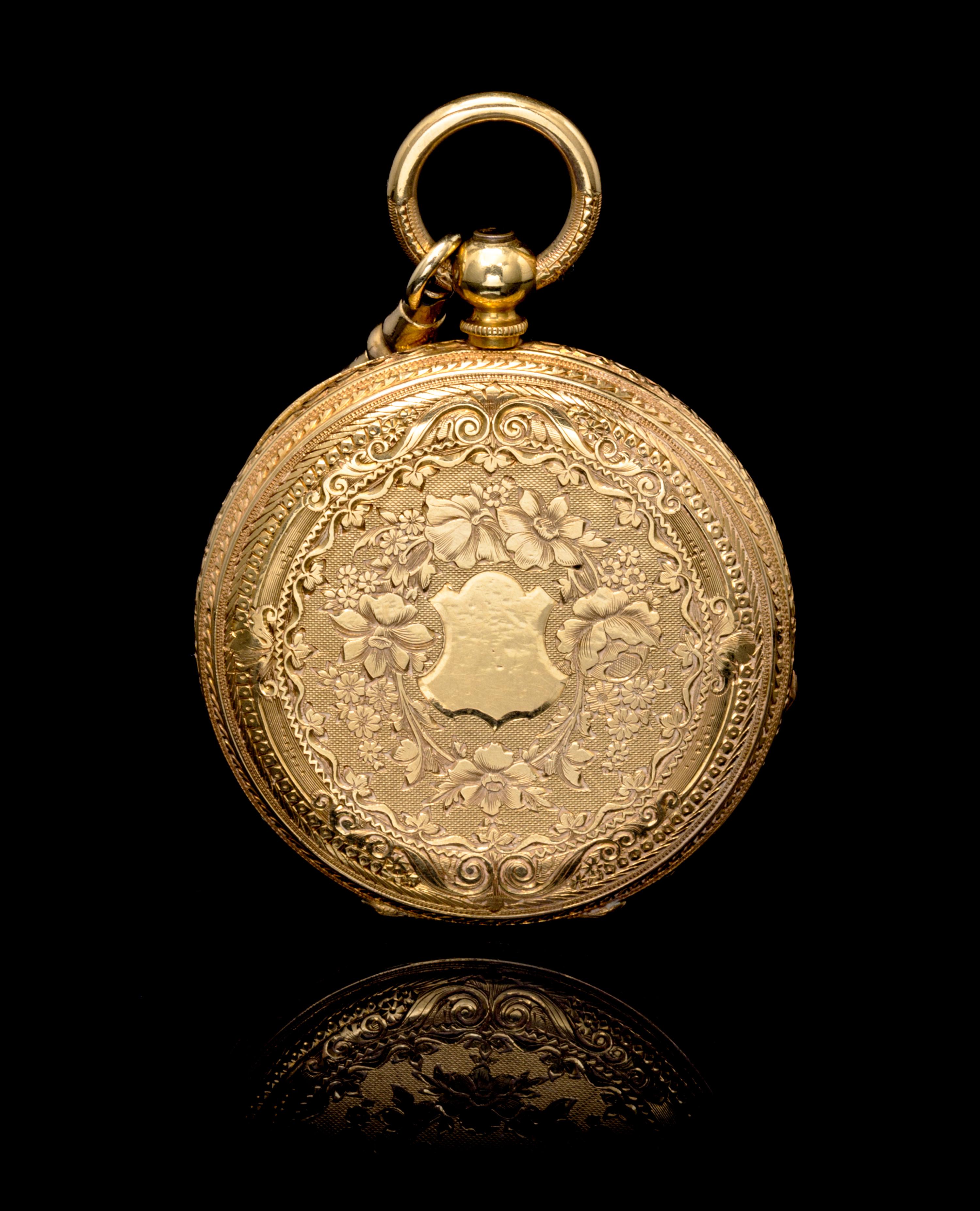 An 18 Karat Yellow Gold Key Wound Open Face Pocket Watch,