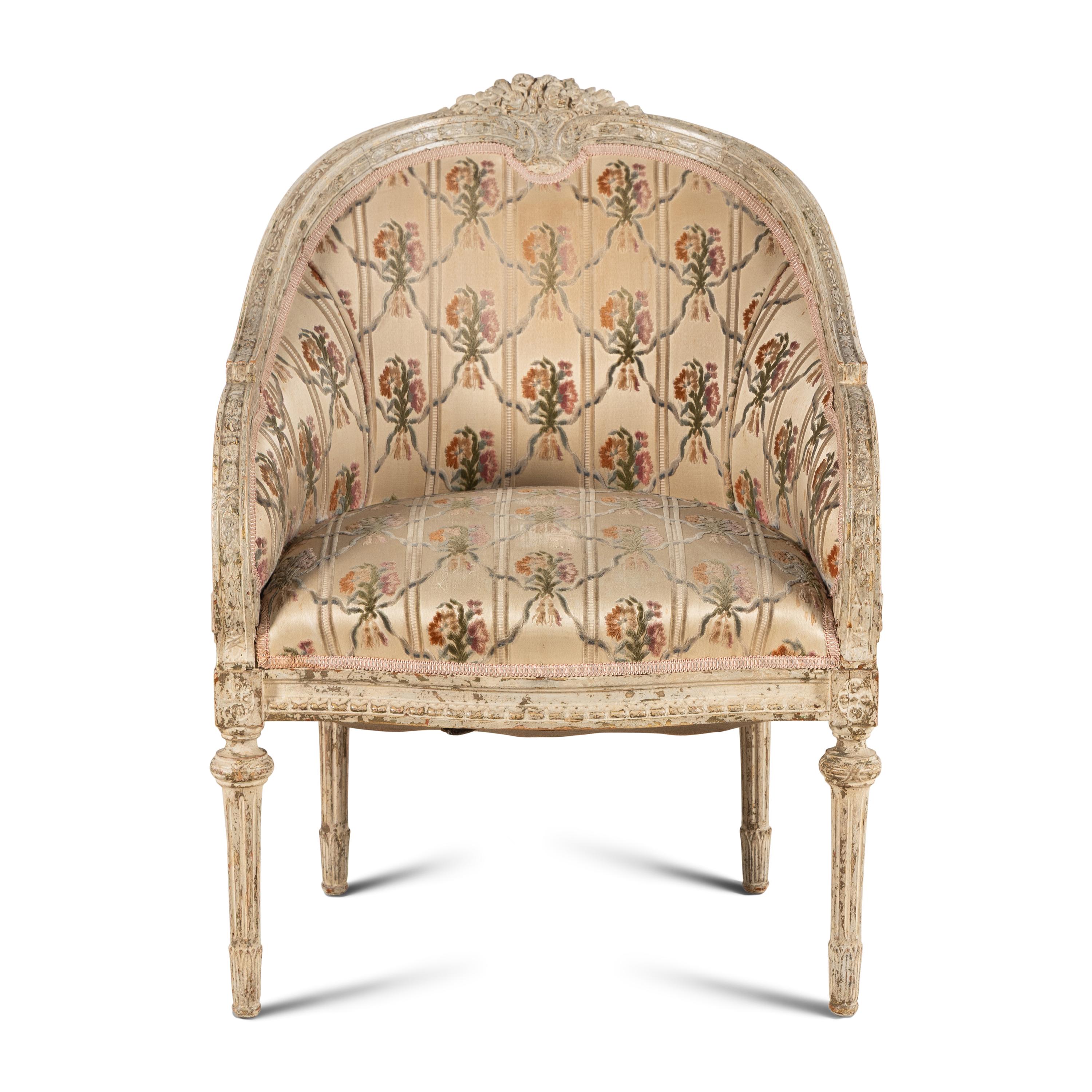 A Louis XVI Style Painted Bergere