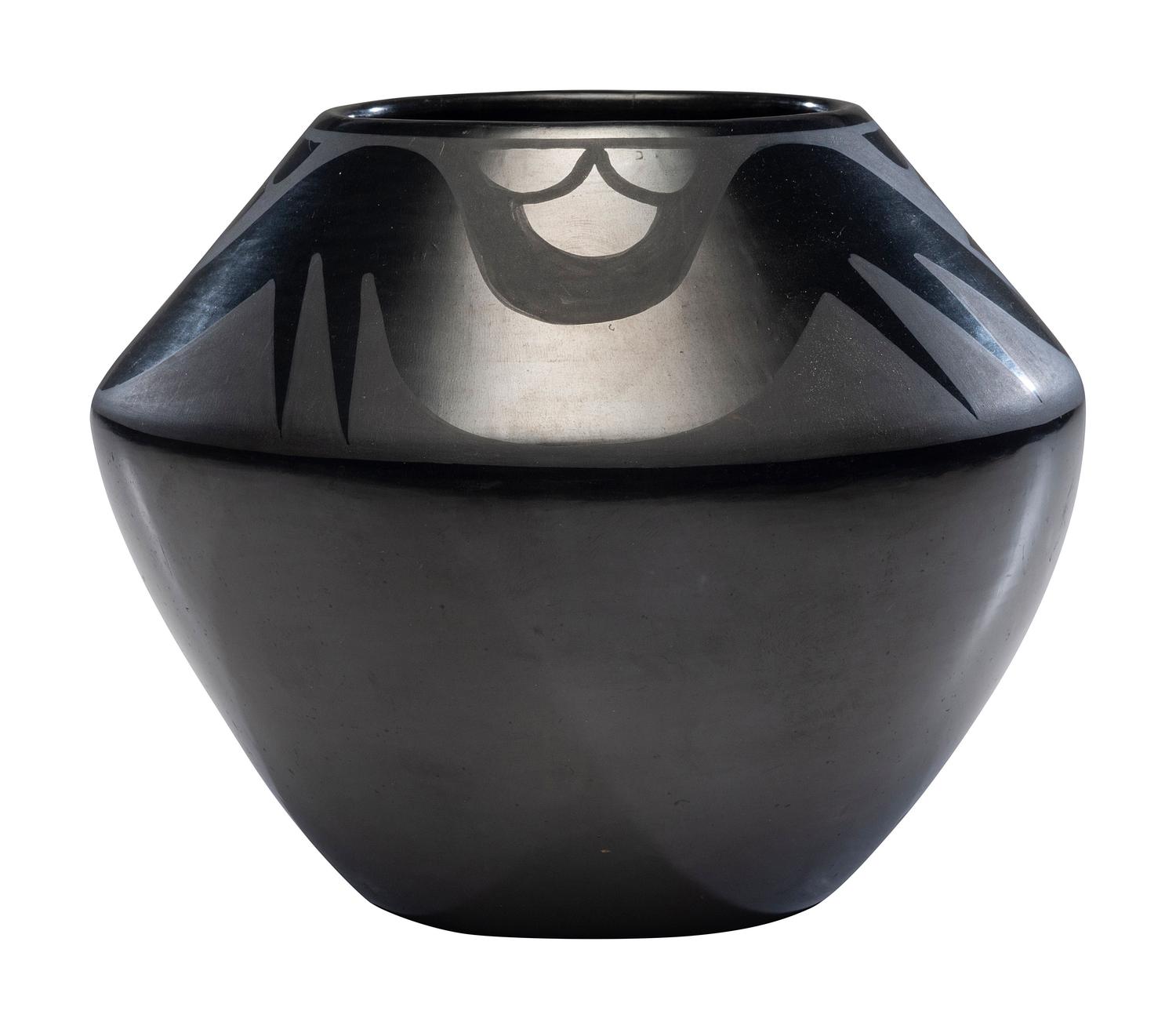 Blackware Pottery Jar, with Avanyu 1943-1956