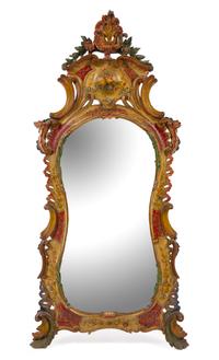 A Venetian Painted Mirror Height 61 x width 29 inches. — LATE 19TH/EARLY 20TH CENTURY