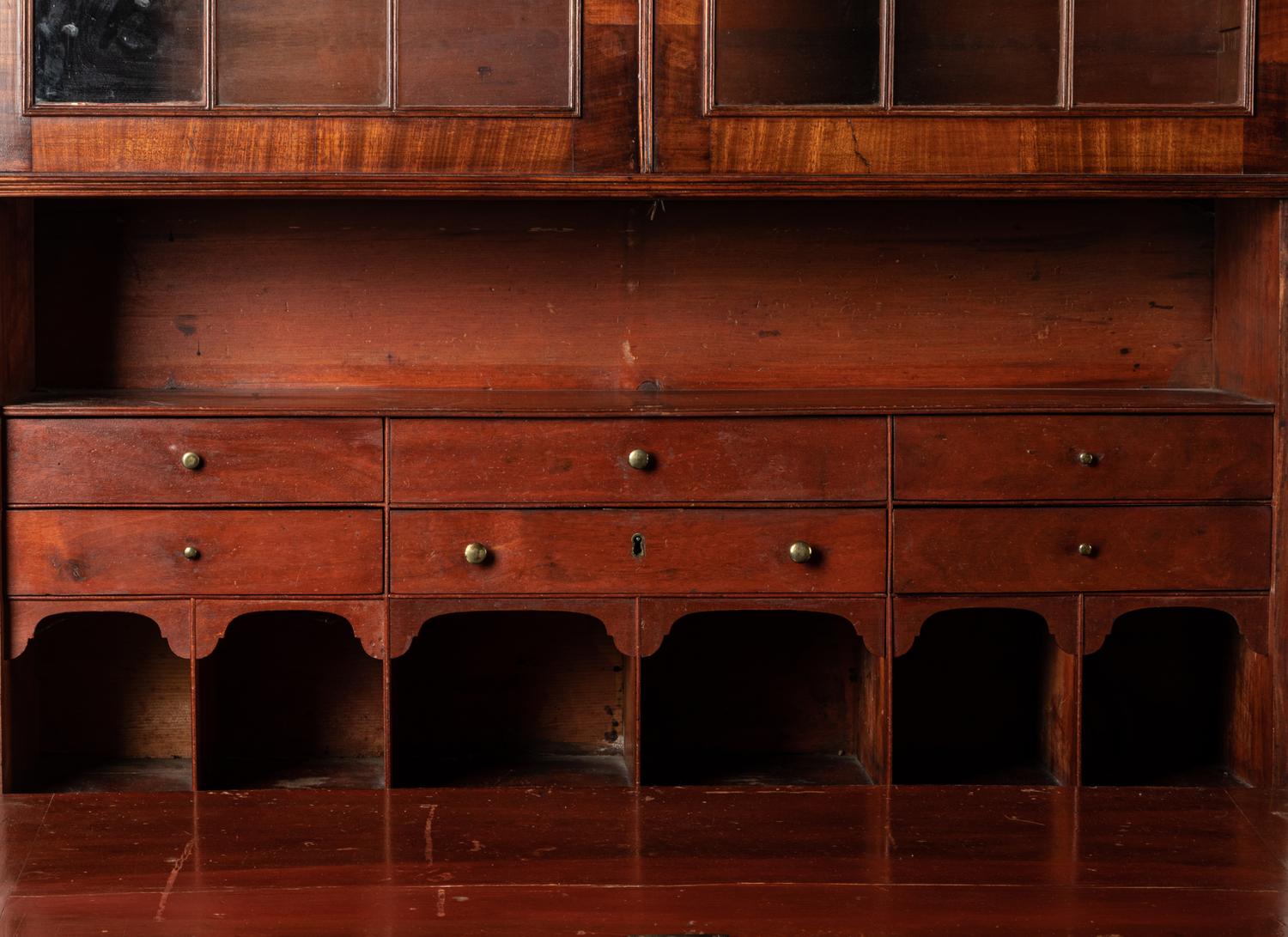 A Federal Mahogany and Satinwood-Inlaid Marquetry Fall Front Secretary Desk