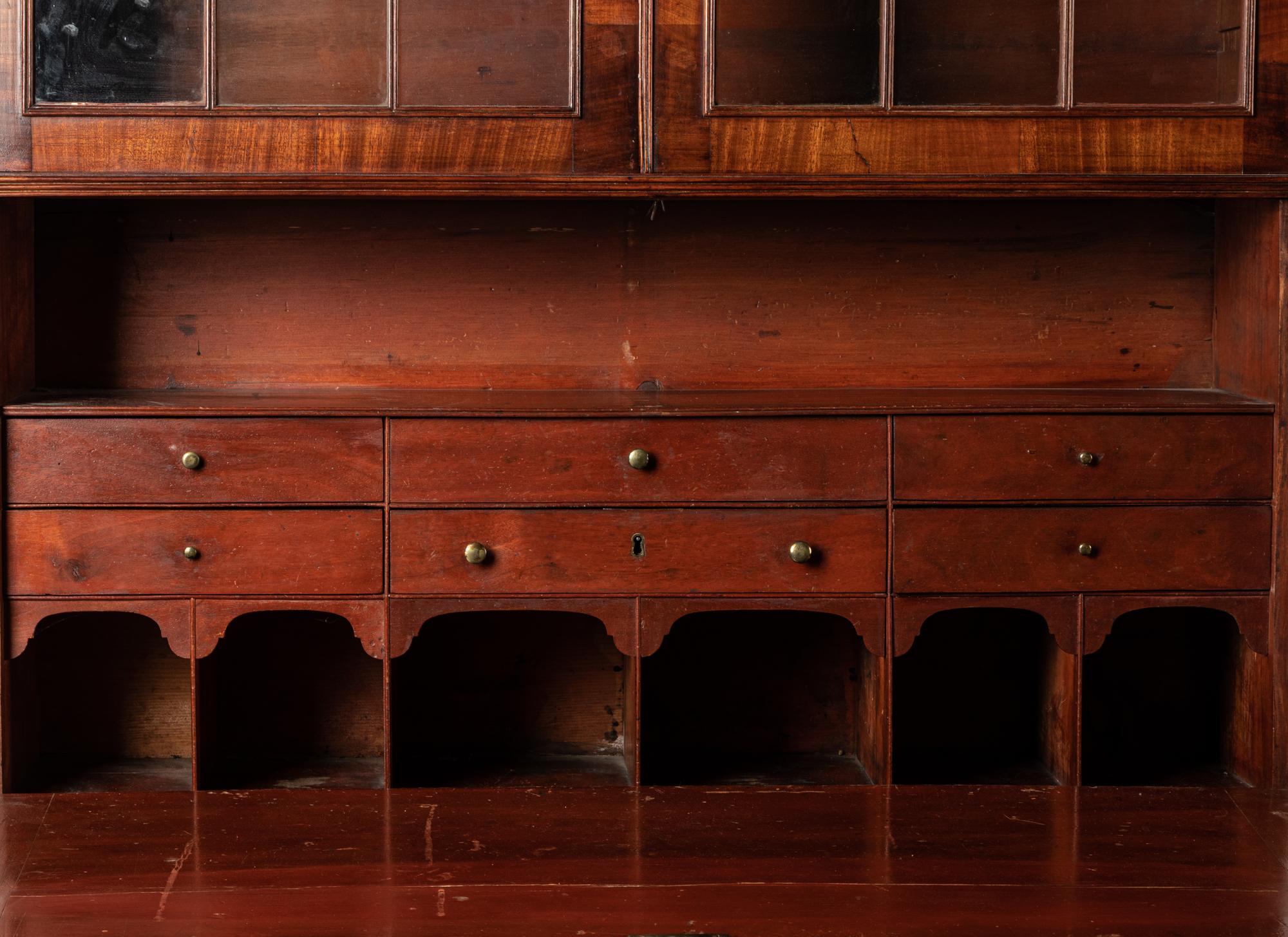 A Federal Mahogany and Satinwood-Inlaid Marquetry Fall Front Secretary Desk