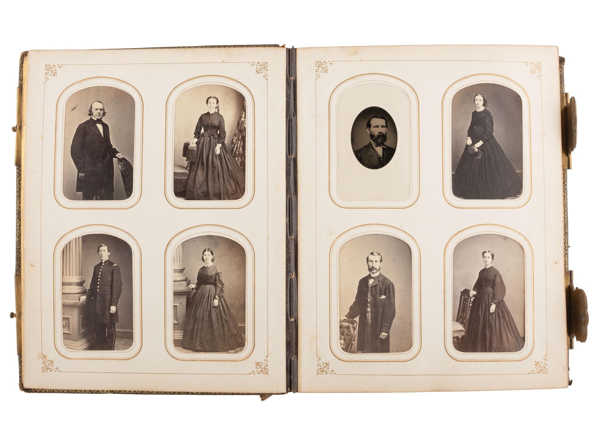 [CIVIL WAR] 2 CDV albums cont. portraits of soldiers, naval subjects, and North and South Americans.