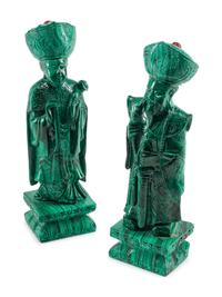 A Pair of Chinese Malachite Figures