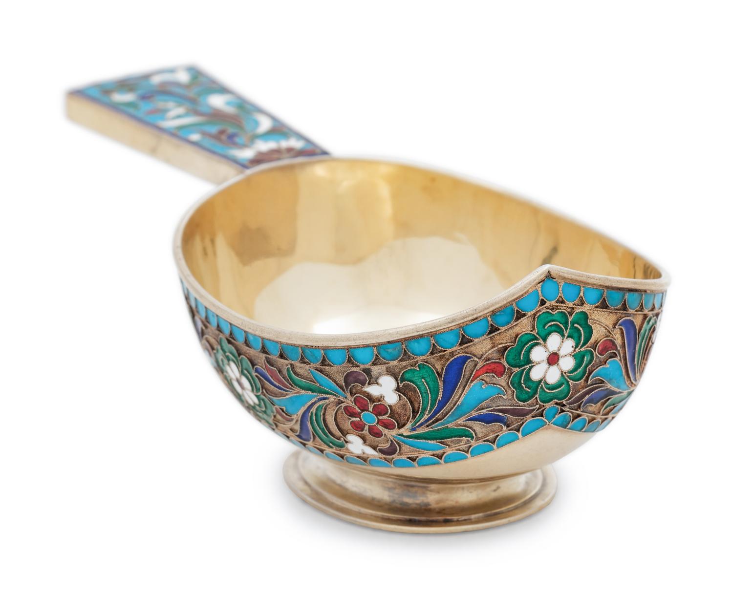 A Russian Silver-Gilt and Enameled Kovsh