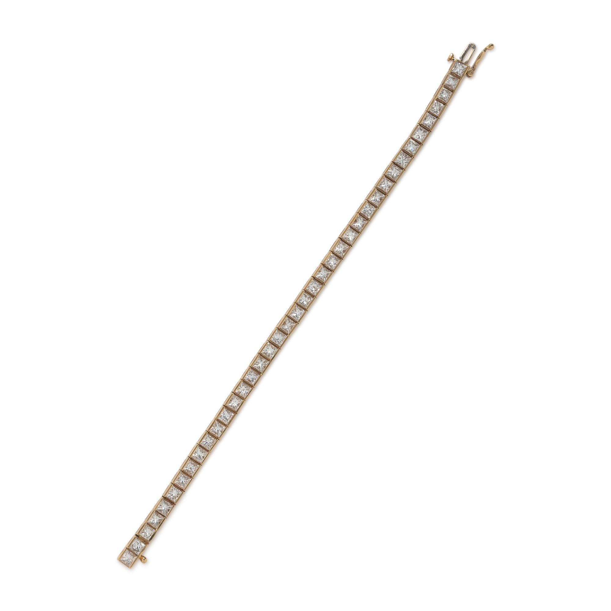 Diamond and Yellow Gold Line Bracelet
