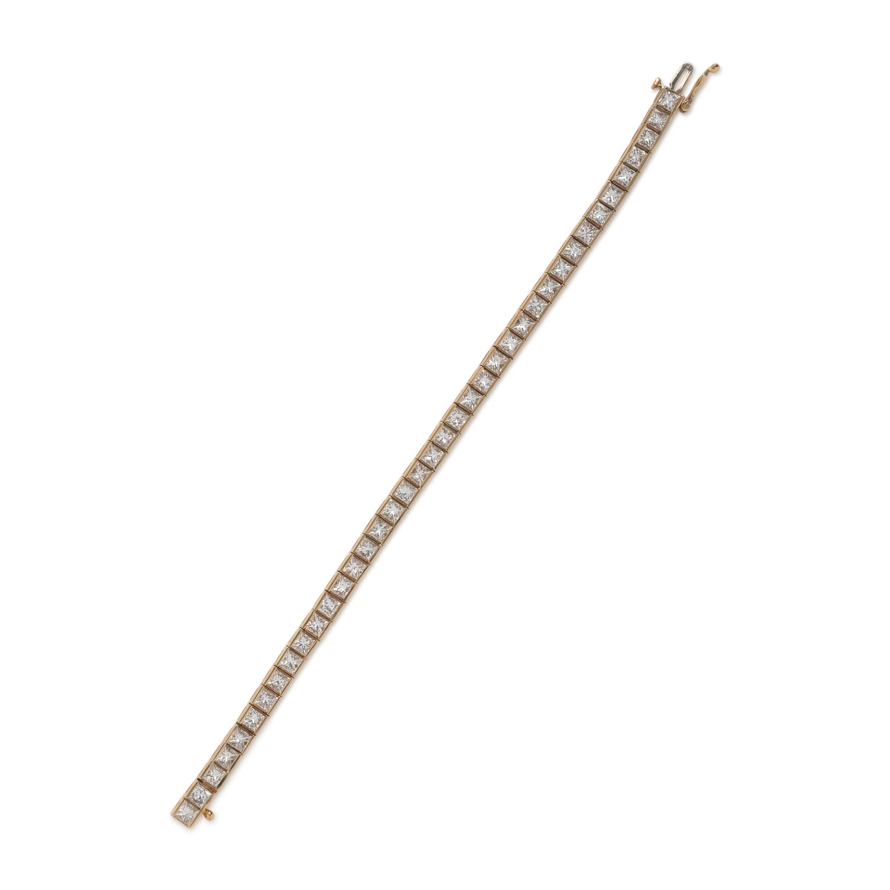 Diamond and Yellow Gold Line Bracelet