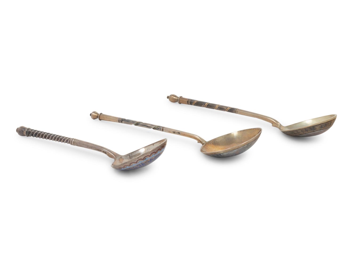 Three Russian Silver Spoons