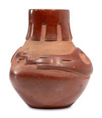 Santa Clara Redware Pottery Vase, with Avanyu