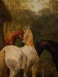 Farmyard Scene with Horses and Ducks