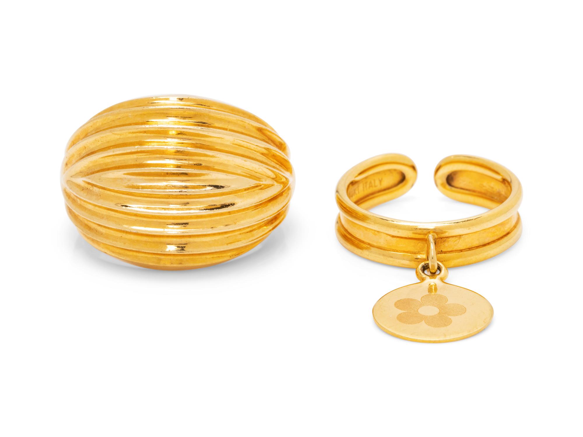 A Collection of 14 Karat Yellow Gold Rings,