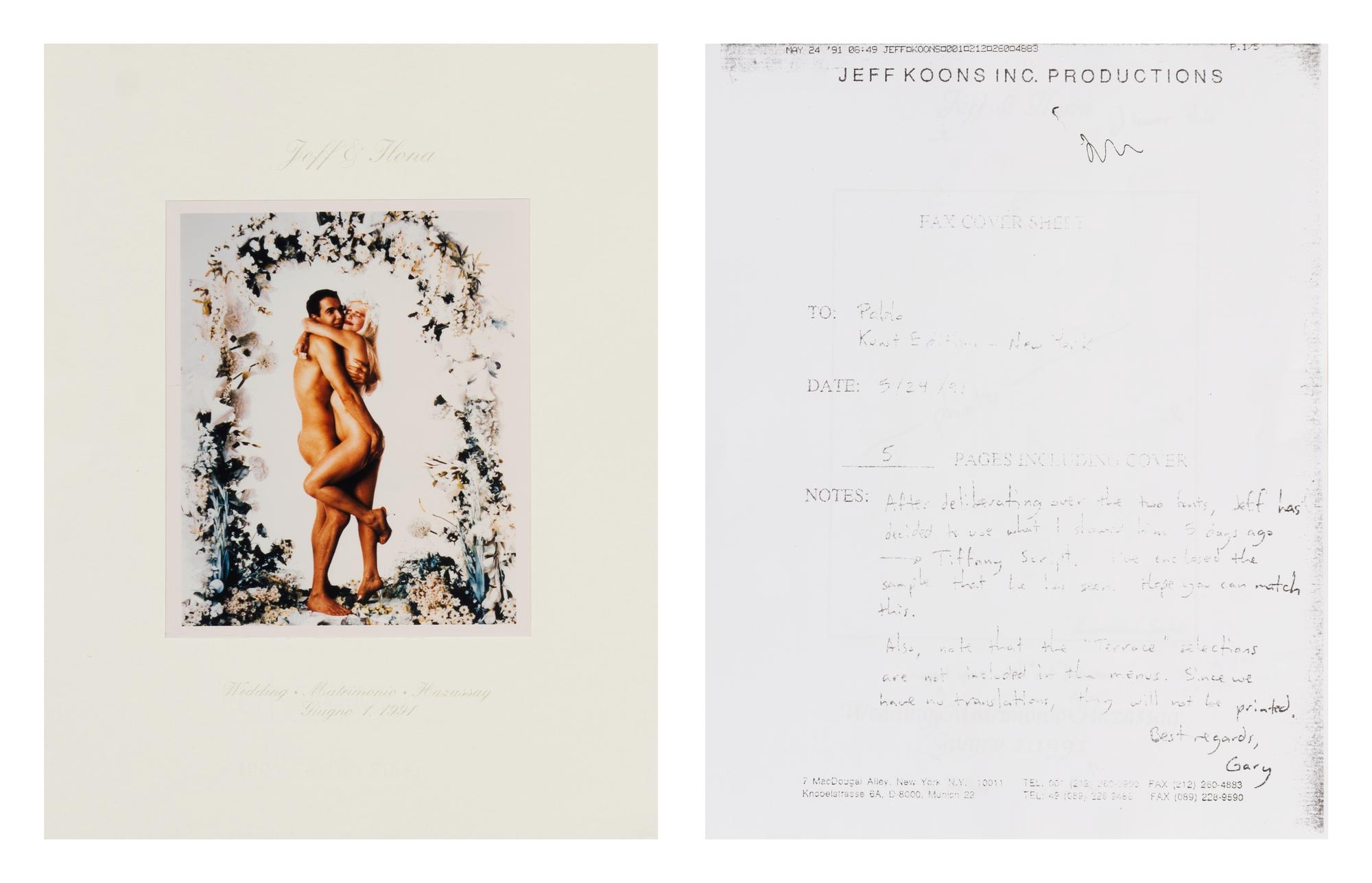 Annie Leibovitz, (American, b. 1949), Jeff & Llona, 1991 (together with preparatory notes)