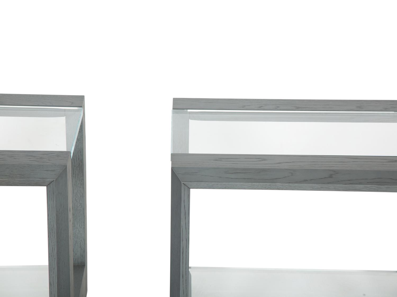 A Pair of Hellman Chang Stained Oak Lucid Side Tables