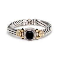 DAVID YURMAN, STERLING SILVER, YELLOW GOLD, ONYX AND DIAMOND CUFF BRACELET