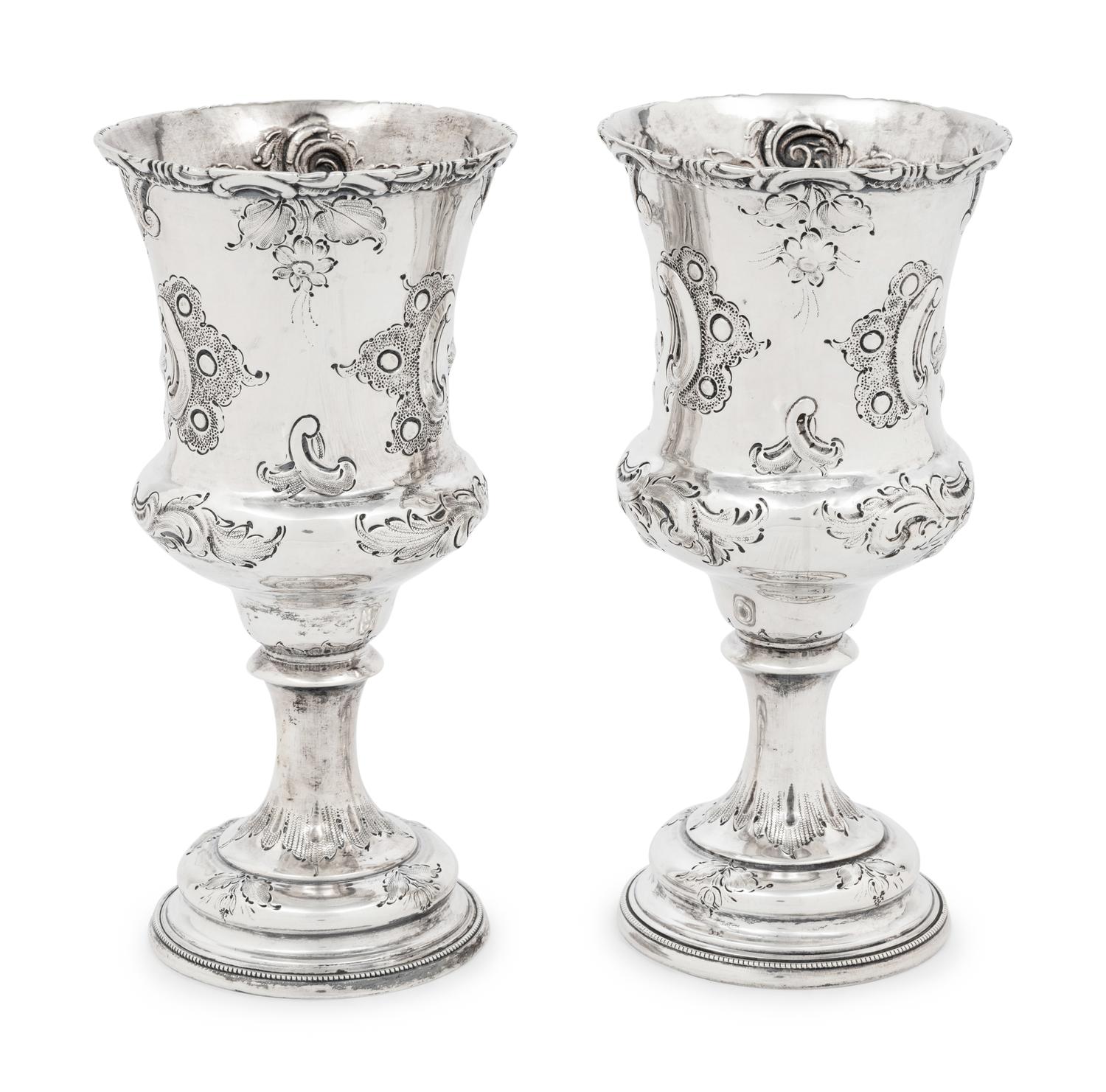 Two American Silver Repoussé Goblets
