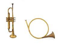 A Brass Hunting Horn and Trumpet
