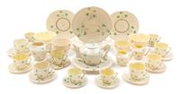 An Assembled Belleek Shamrock Shell Tea Service Width of teapot 8 inches. — SECOND BLACK MARK THROUGH SEVENTH GOLD MARK (1891-1993)