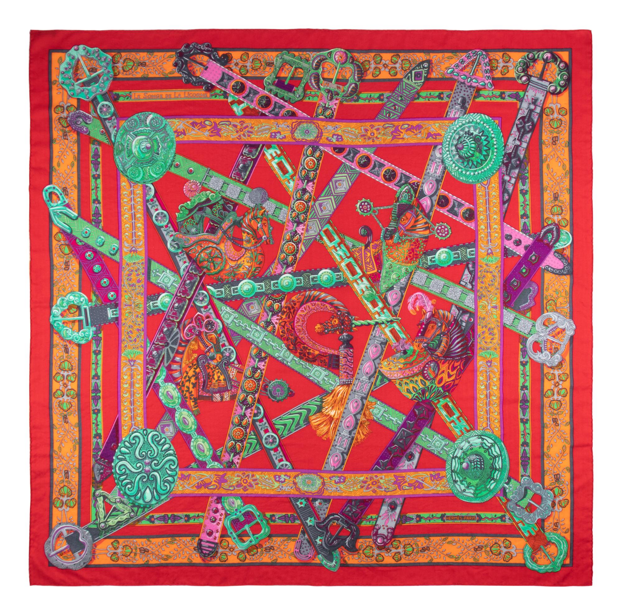 Hermès 140cm Cashmere/Silk Scarf, 'Le Songe de la Licorne'