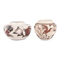 Pair of Polychrome Pottery Jars