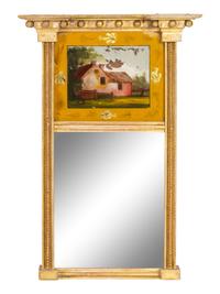 A Federal Giltwood and Églomisé Farmhouse Looking Glass