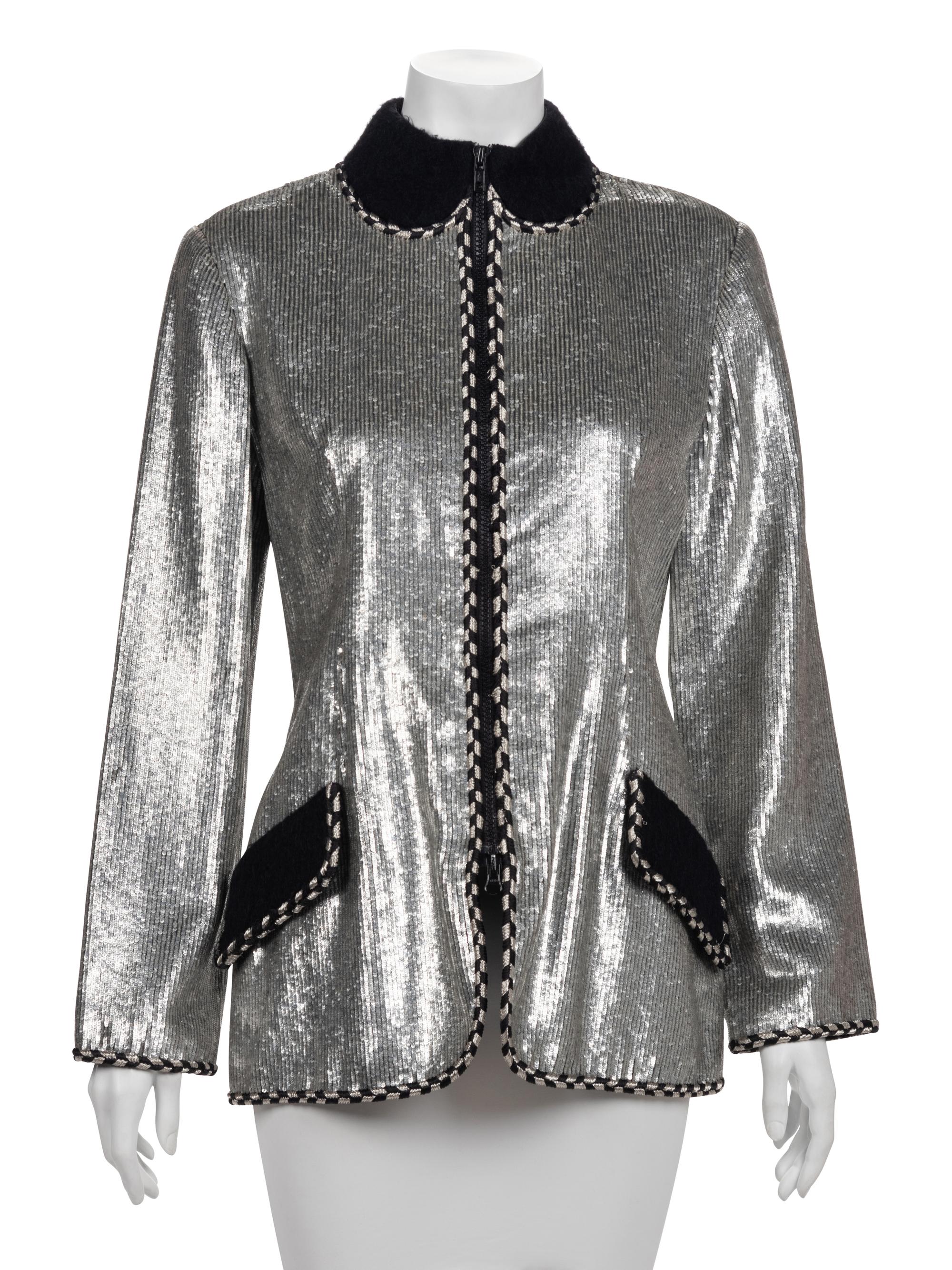 Geoffrey Beene Silver Sequin Jacket, Fall 1991