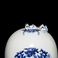 Two Chinese Blue and White Porcelain Globular Brush Washers, 20th Century — 近代 青花龍鳳紋水盂兩件