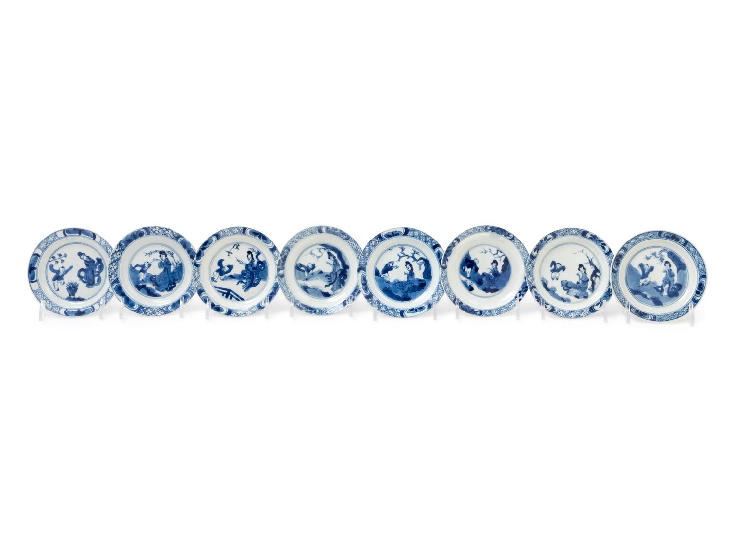 Eight Chinese Blue and White Porcelain Dishes