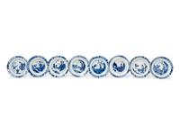 Eight Chinese Blue and White Porcelain Dishes
