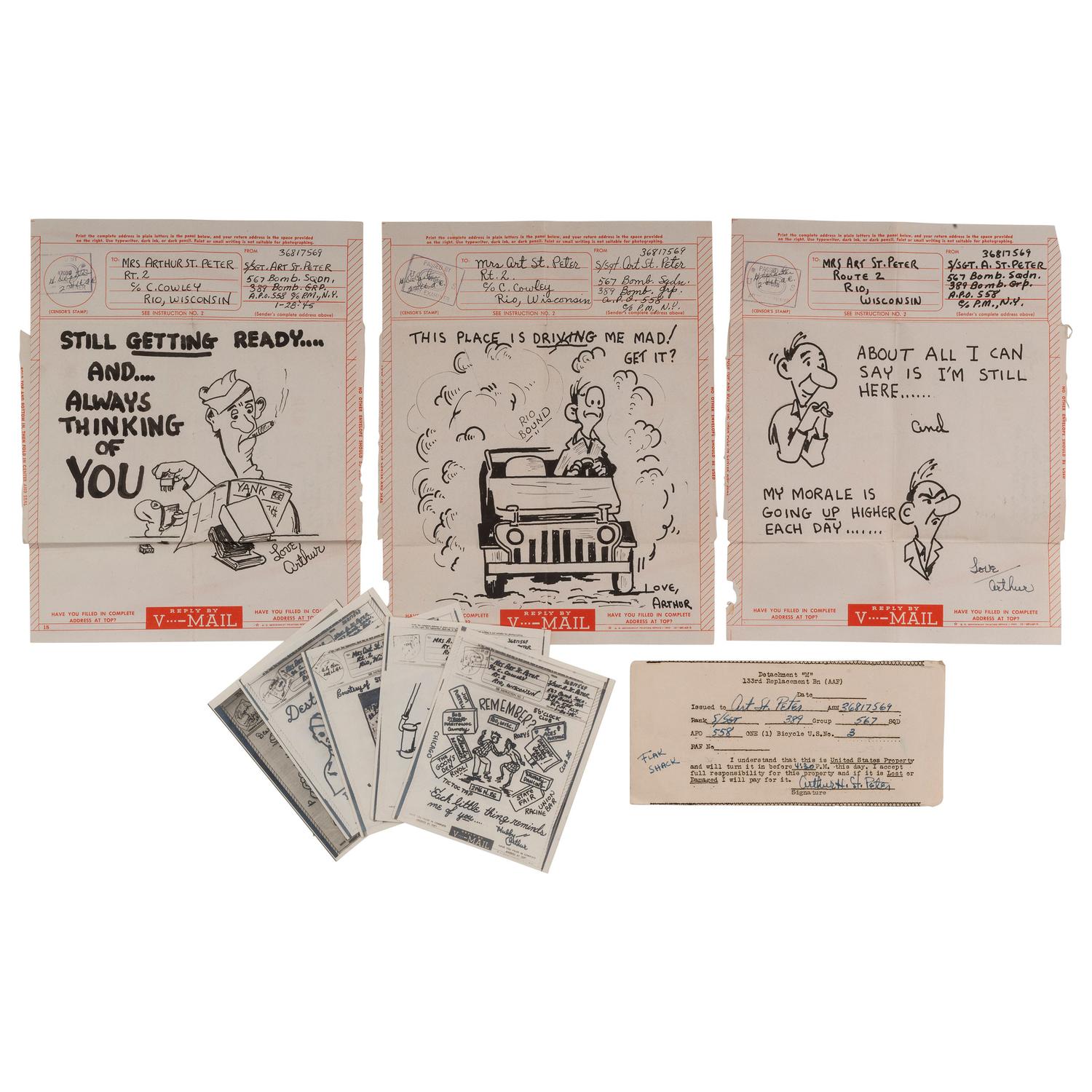World War II Service Archive of Staff Sergeant Arthur H. St. Peter, Artist and Dorsal Gunner Aboard B-24 Aircraft