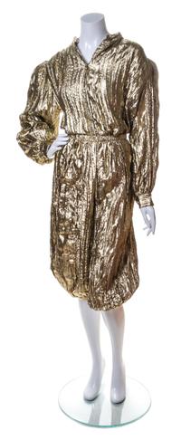 An Adri Gold Metallic Pleated Ensemble,