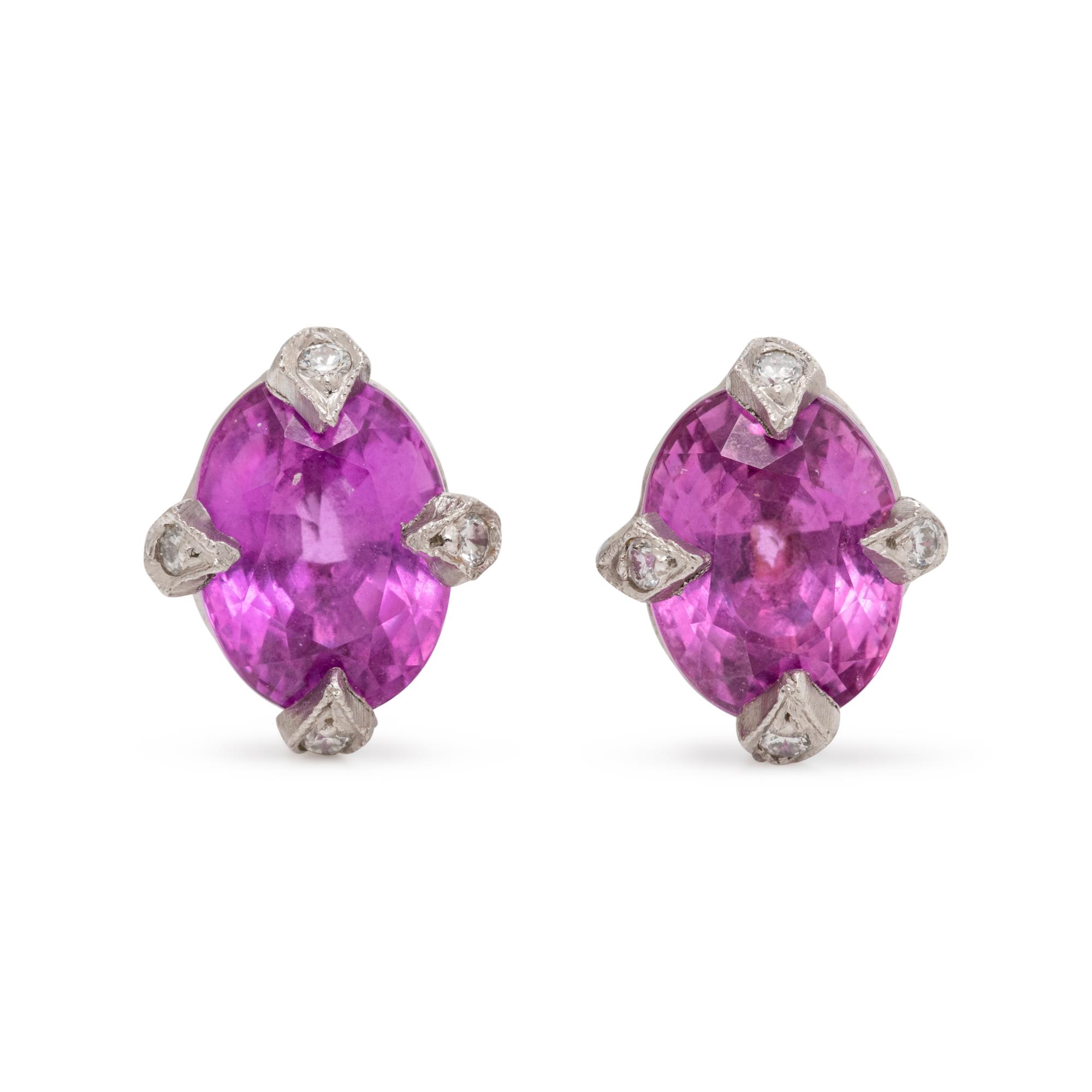 CATHY WATERMAN, PINK SAPPHIRE AND DIAMOND EARRINGS