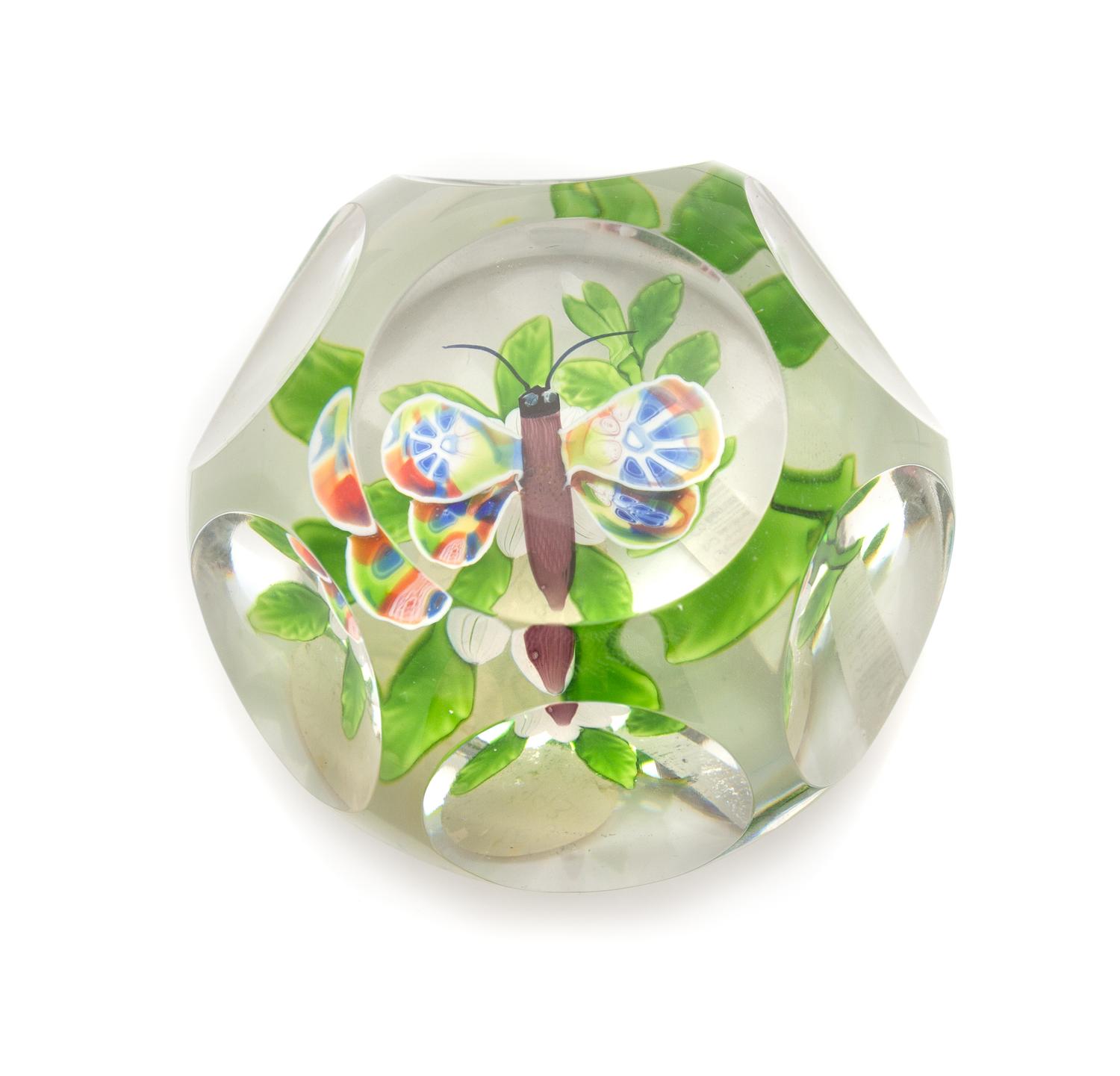 Baccarat , , a faceted butterfly and double clematis