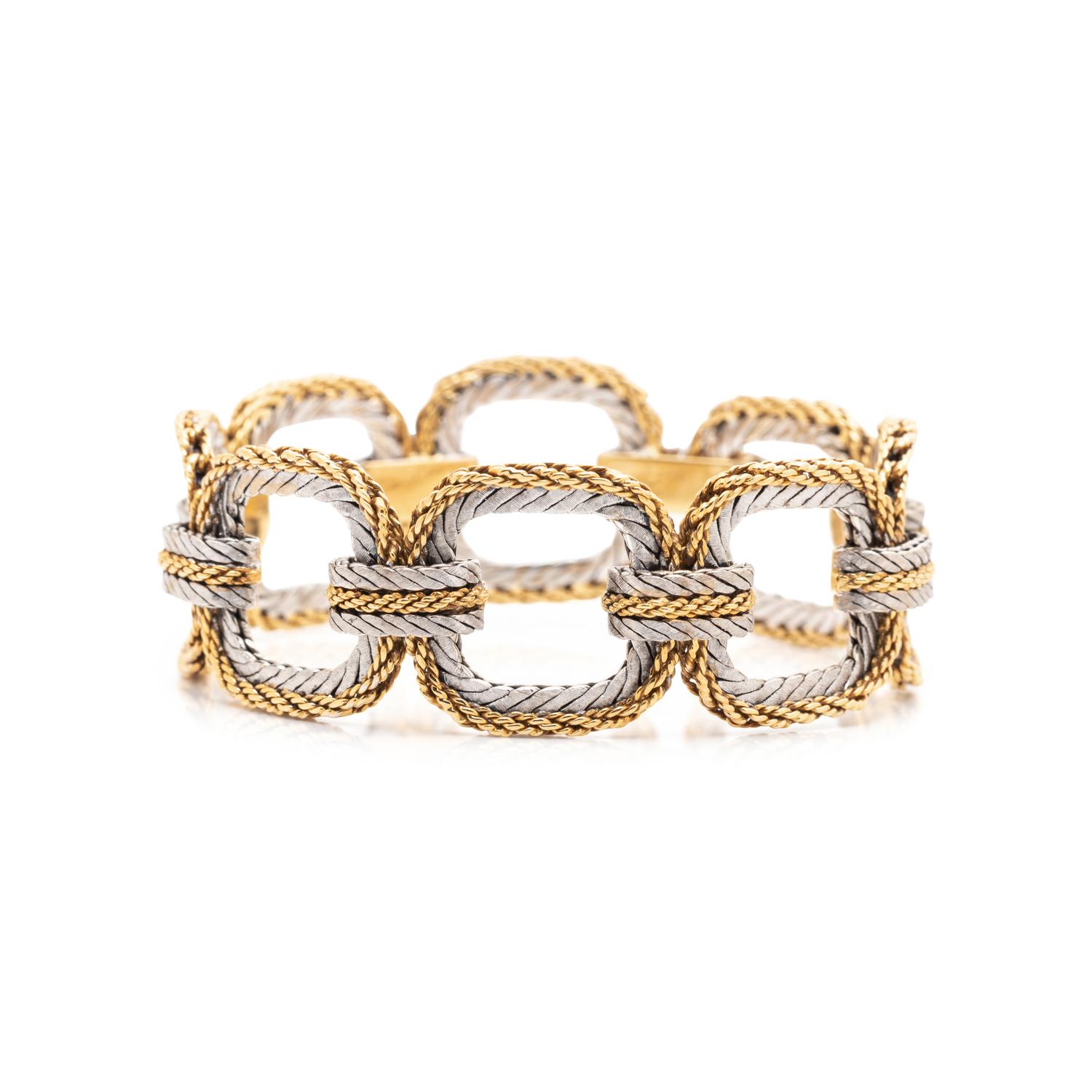BUCCELLATI, BICOLOR GOLD LINK BRACELET