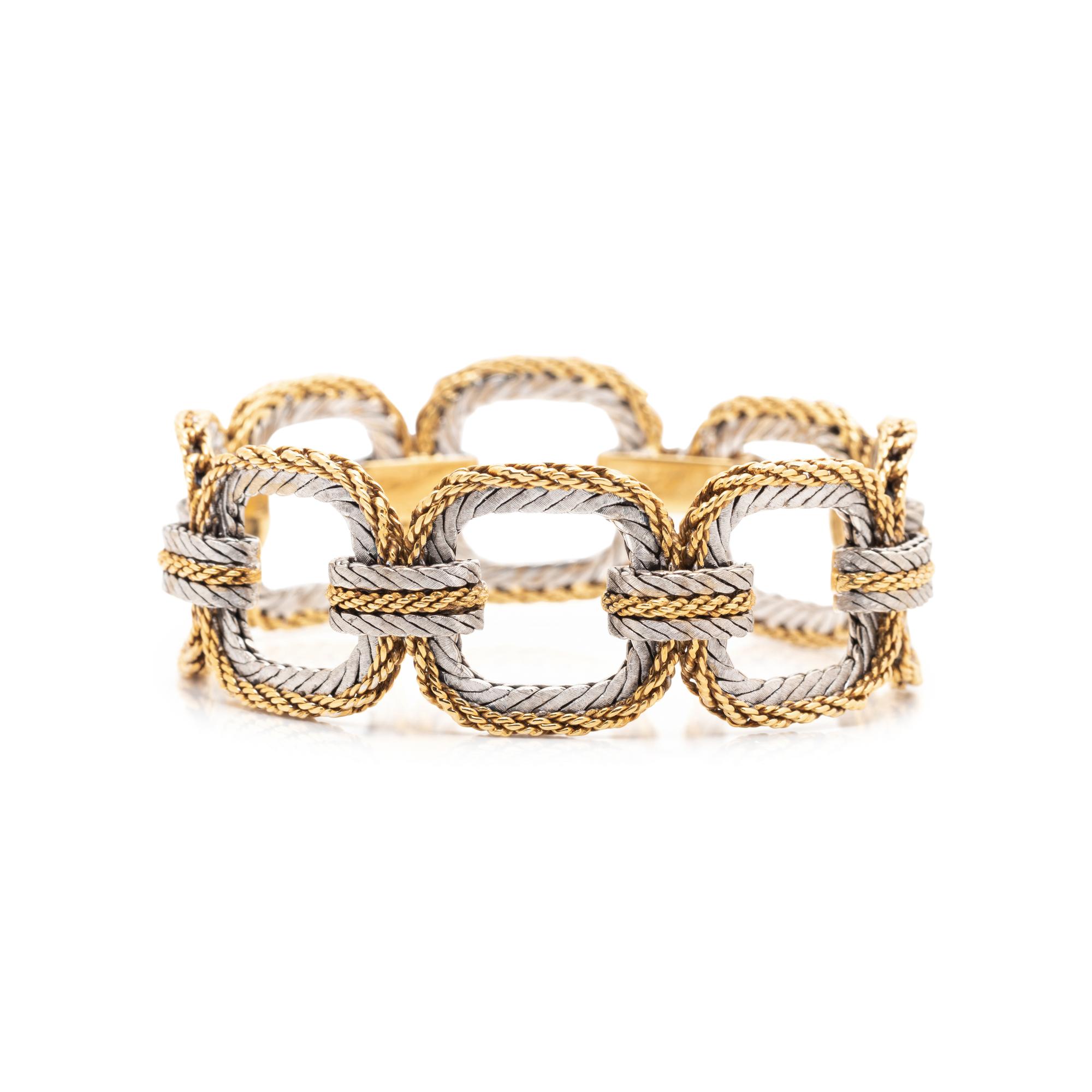 BUCCELLATI, BICOLOR GOLD LINK BRACELET
