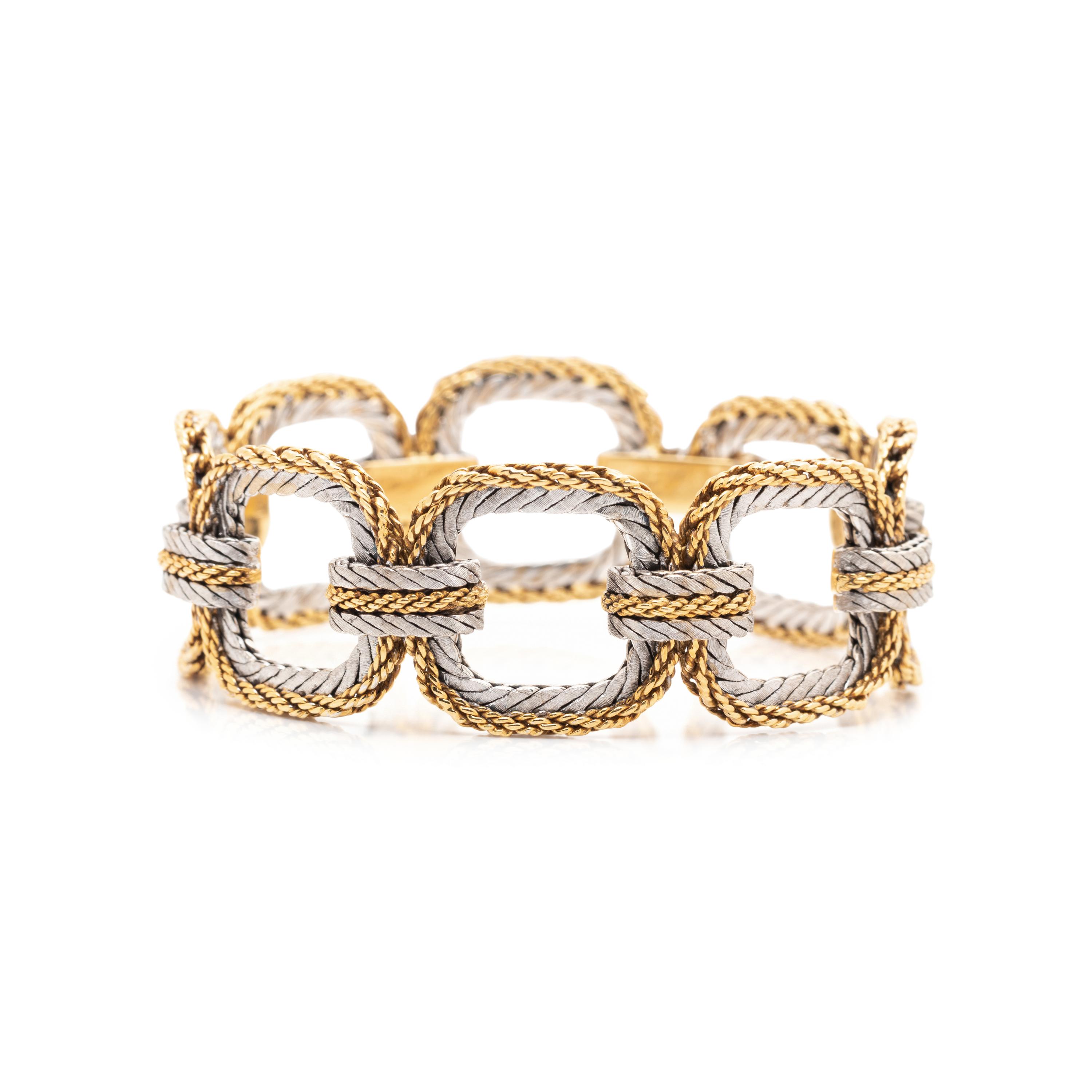 BUCCELLATI, BICOLOR GOLD LINK BRACELET