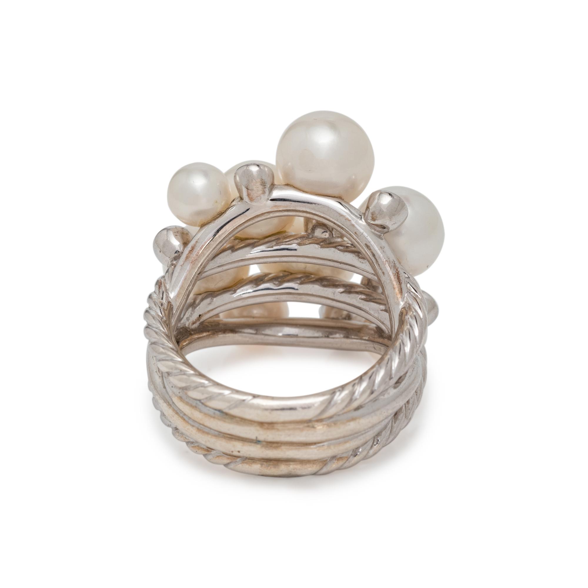 DAVID YURMAN, CULTURED PEARL AND DIAMOND 'LARGE PEARL CLUSTER' RING
