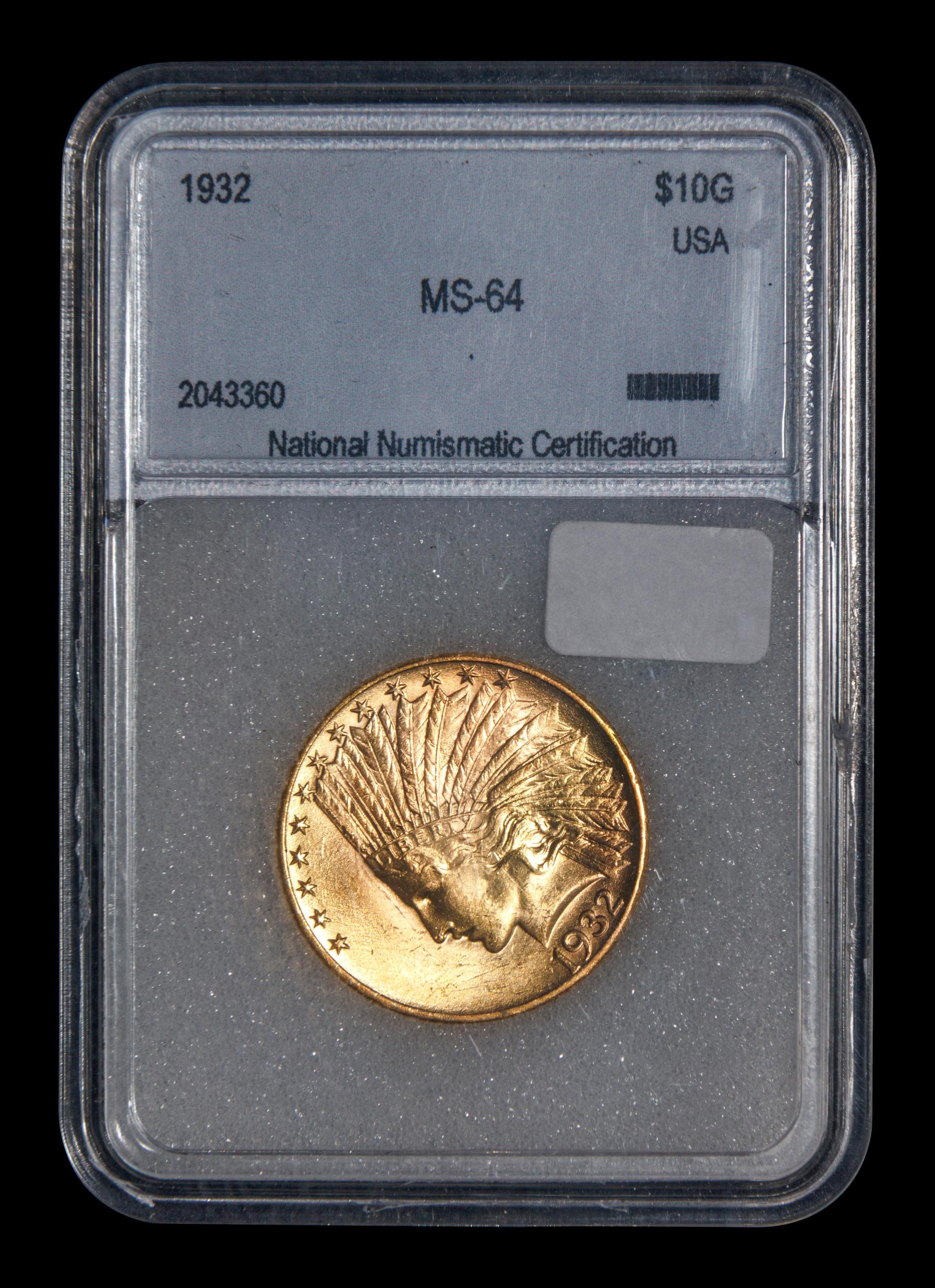 A 1932 Indian Head $10 Gold Coin