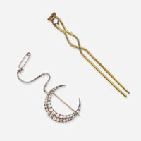 A Hair Pin with Removable Diamond Brooch Victorian, c.1900
