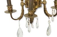 A Pair of Continental Gilt Bronze Three-Light Sconces