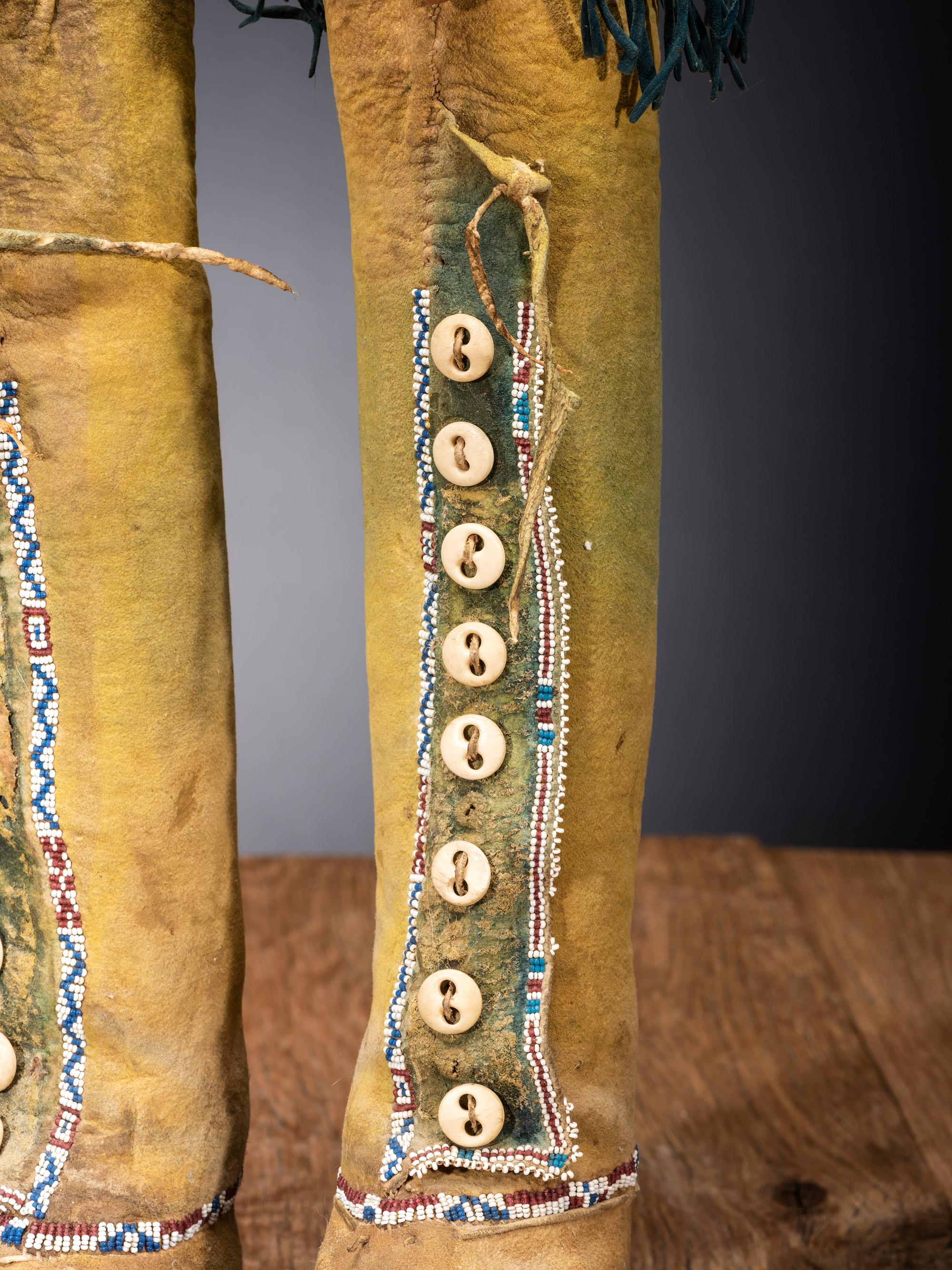 Comanche Child's Beaded Hide Boot Moccasins