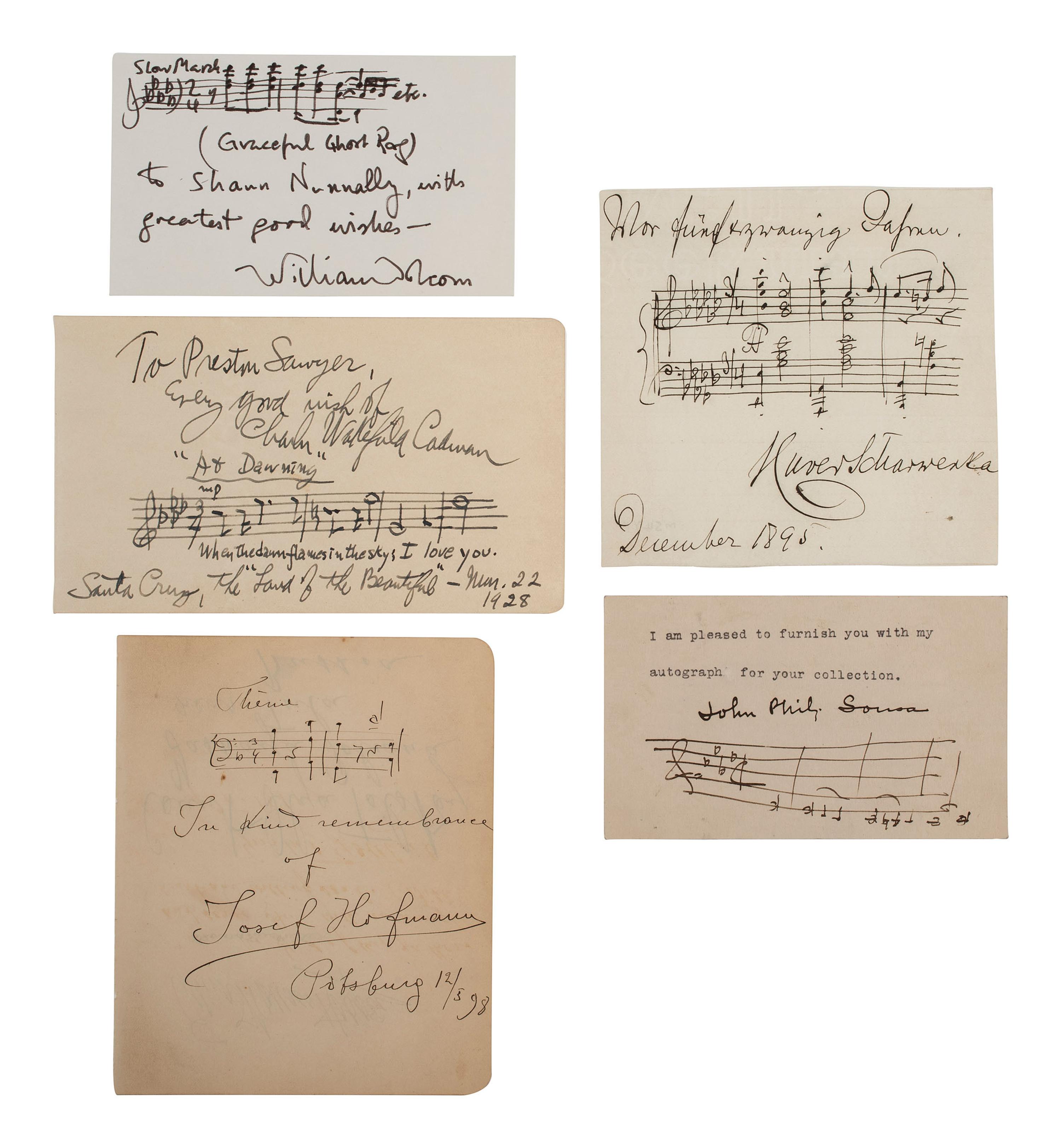[MUSICIANS]. Autograph collection featuring musicians and composers.