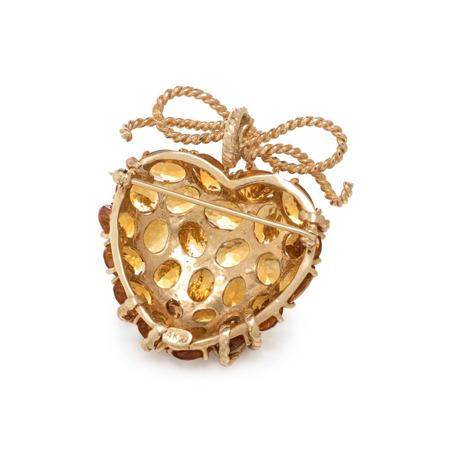 CITRINE HEART PENDANT/BROOCH