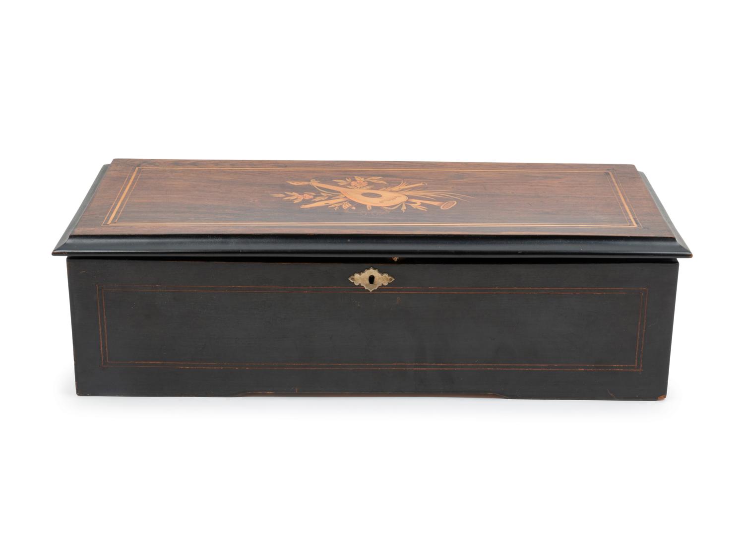 A Swiss Marquetry Cylinder Music Box