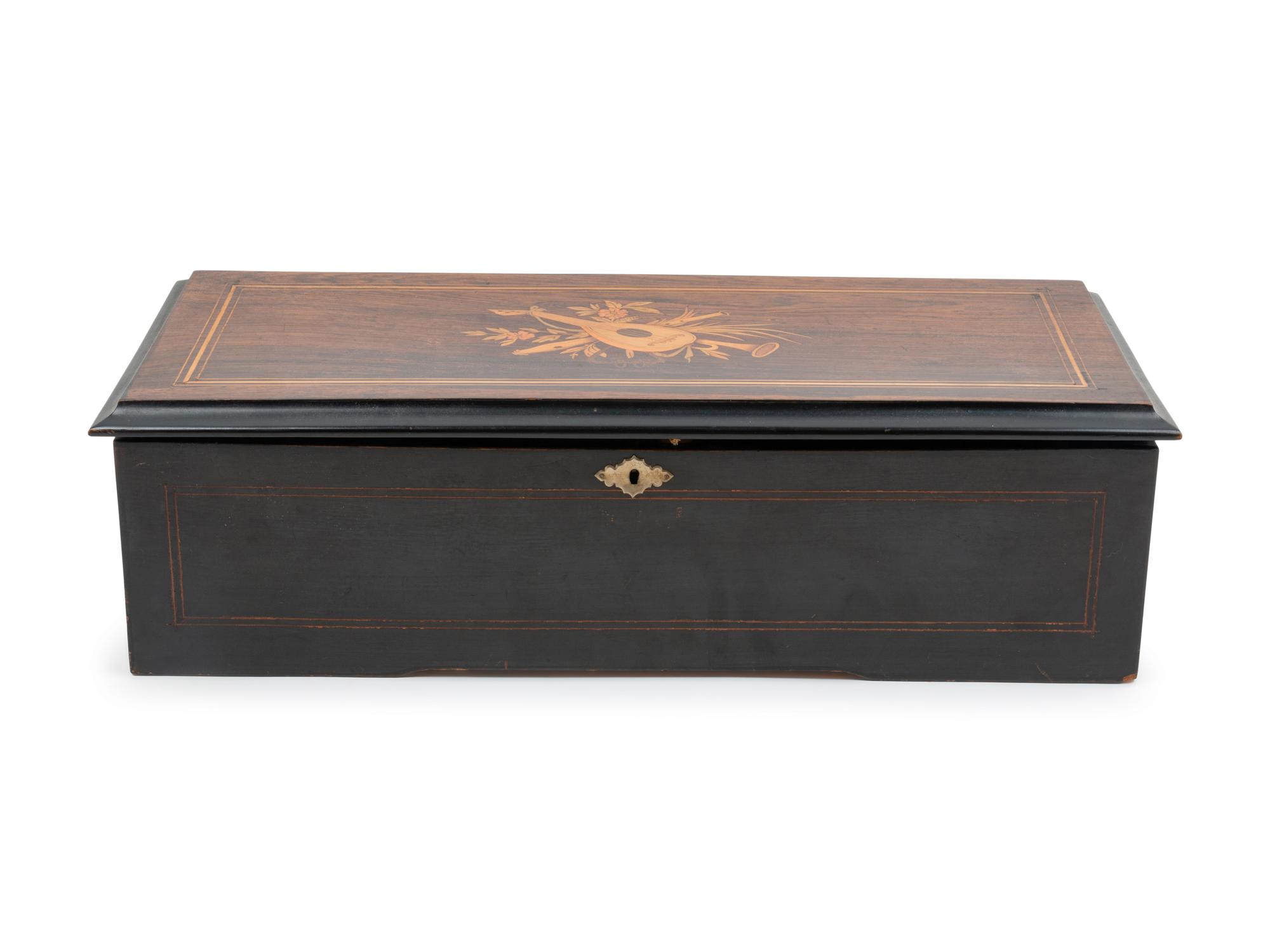 A Swiss Marquetry Cylinder Music Box