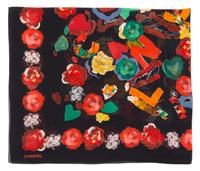 A Chanel Floral Multicolor Cotton Scarf, 54" x 124".