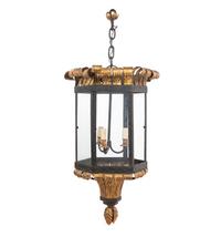 An Iron and Gilt Tôle Hall Lantern
