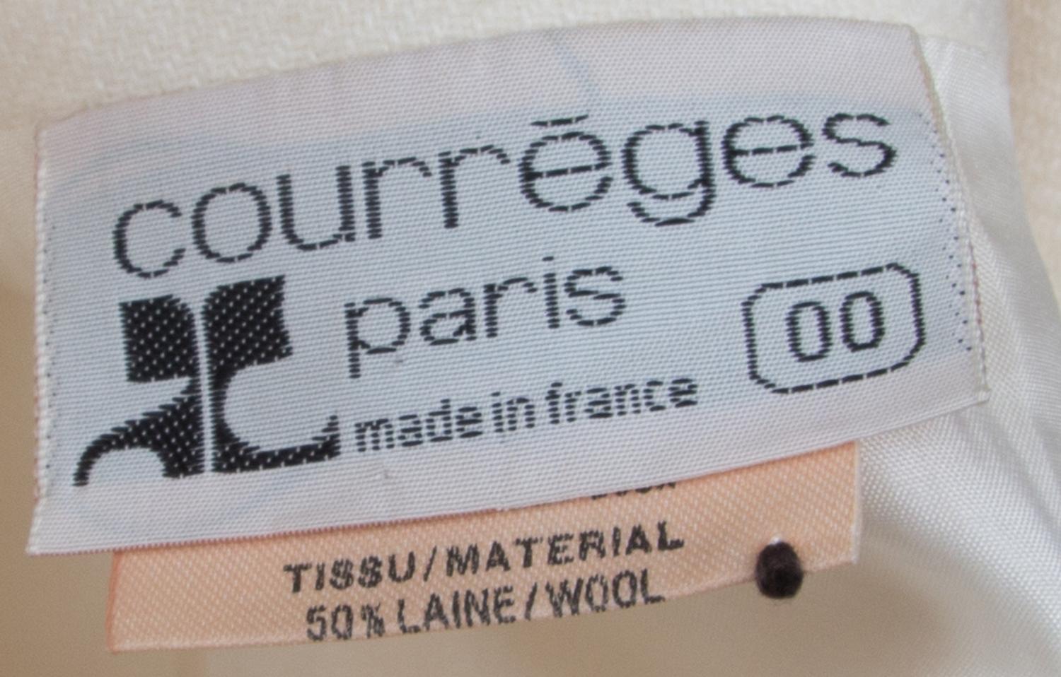 A Courreges Cream Wool Coat, Size 00.