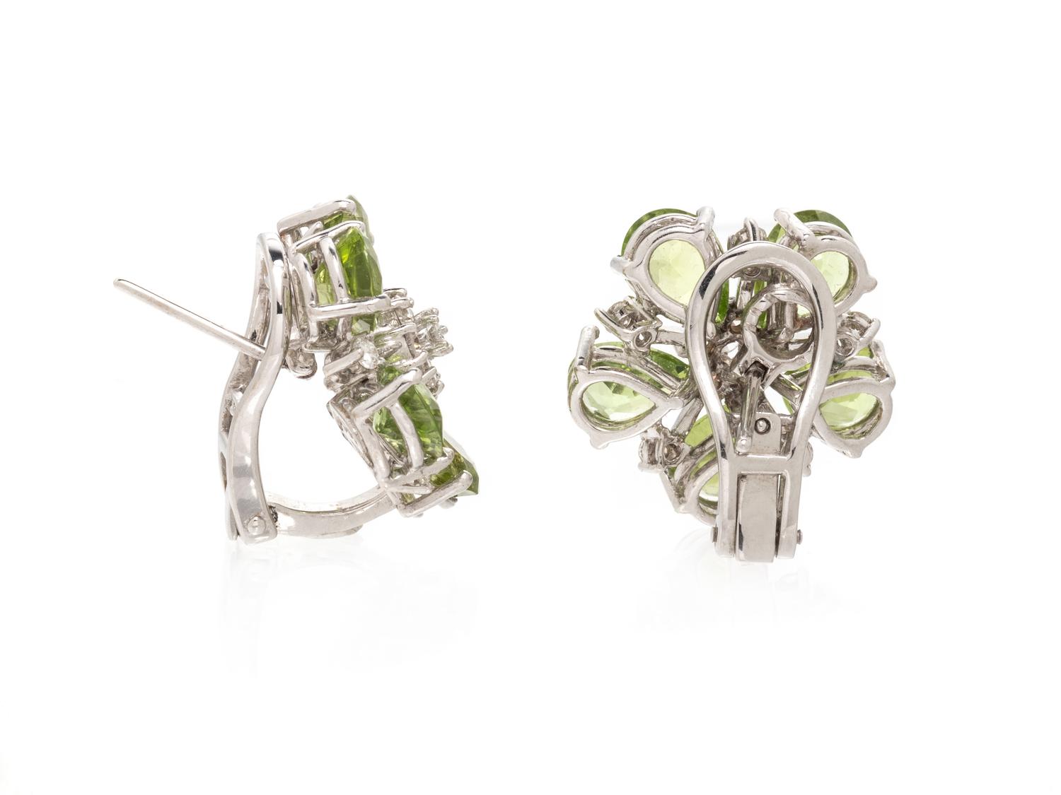 PERIDOT AND DIAMOND FLOWER EARRINGS