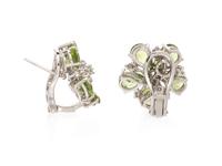 PERIDOT AND DIAMOND FLOWER EARRINGS